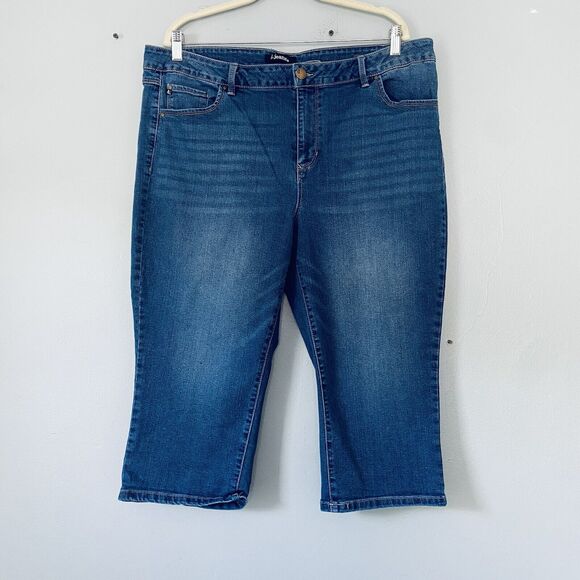 d. jeans Denim - D. Jeans Plus Size 20W Capris Blue Denim Cropped Recycled Sustainable Beach